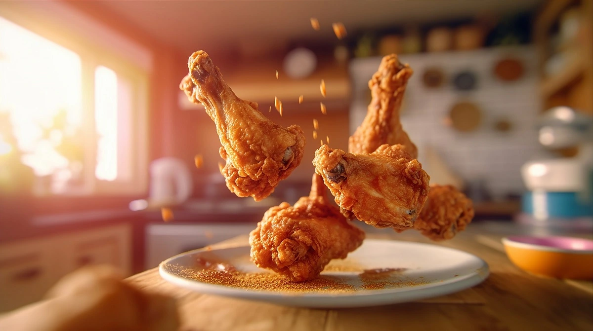 plate-fried-chicken-is-being-thrown-into-air